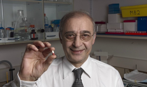 Technion Prof. Moussa Youdim with Azilect, the drug he helped develop for Parkinson’s symptoms.