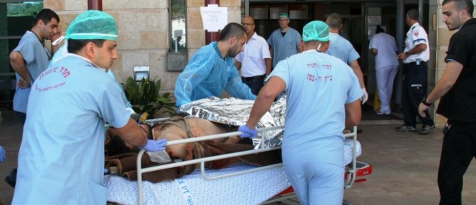 A Syrian war victim arriving at Ziv Medical Center.