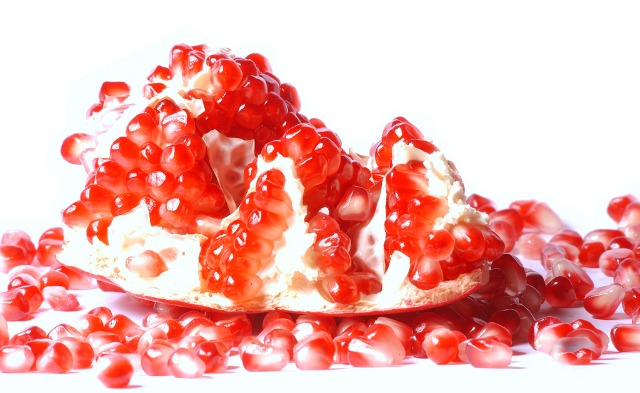 Pomegranate seeds are beautiful and healthful.