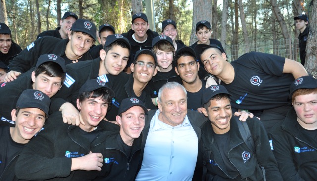 Fire Scouts with Minister of Public Security Yitzhak Aharonovich at an awards ceremony after completing training. Photo courtesy of JNF