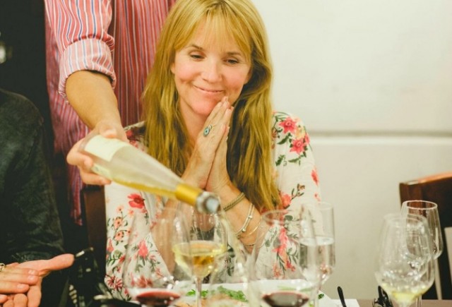 Lea Thompson at the Golan Heights Winery in Katzrin. Photo courtesy of Golan Heights Winery and America's Voices