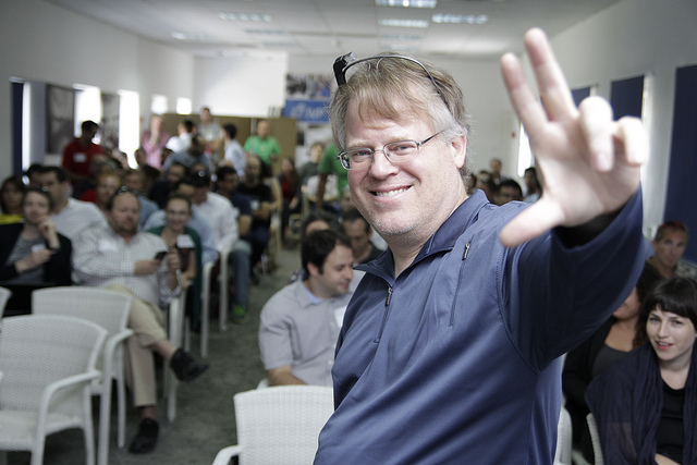 Tech evangelist Robert Scoble at Jerusalem Venture Partners. Photo by Kobi Natan