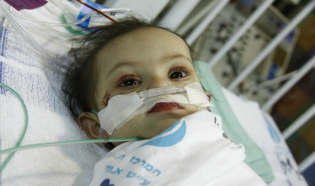 Leen recovering after her surgery performed by Save a Child’s Heart. Photo by Sheila Shalhevet.
